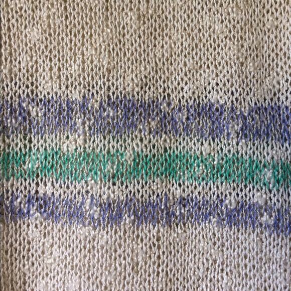 BP Brass Plum Women’s Striped Open Knit Crew Neck Pullover Sweater Top Size XS - Picture 3 of 5